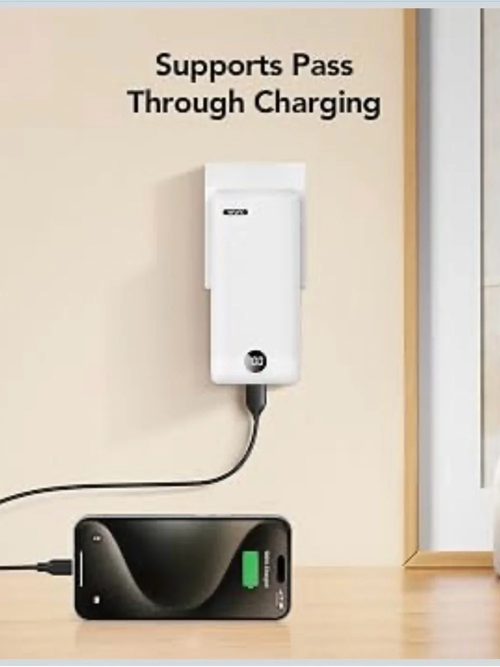 NEW VRURC 10000mAh Portable Charger Power Bank w/ Built-In AC Plug - White